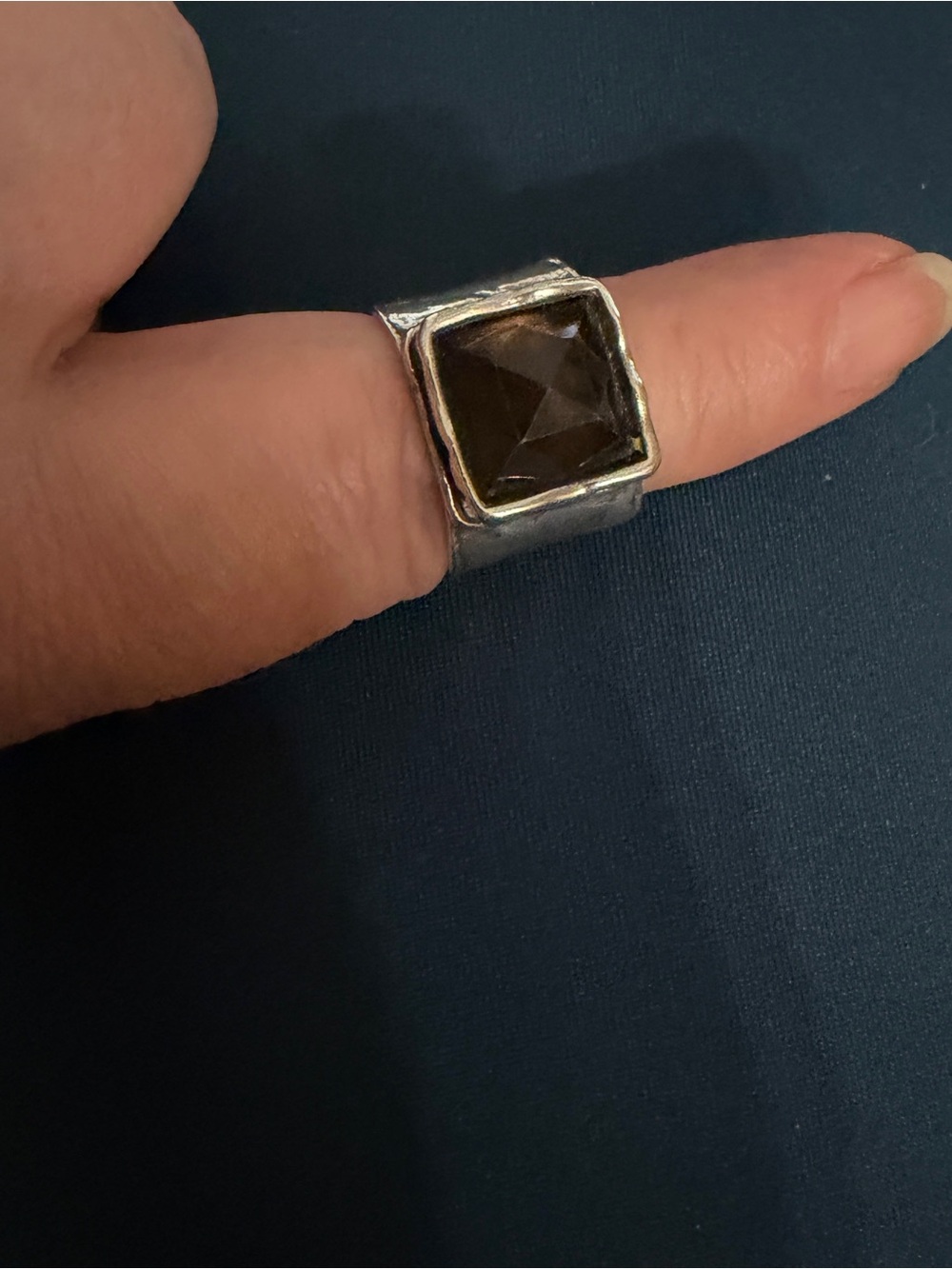 Silpada Silver Ring with Smoky Brown Faceted Stone